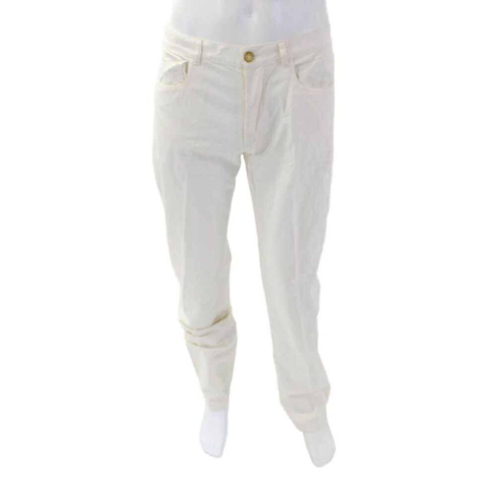A.P.C. Mens Creased Straight Leg Casual Pants Off White Cotton Size 31